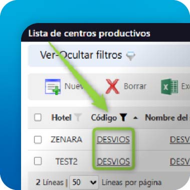Desv&iacute;os entre centros productivos