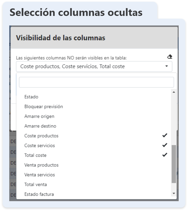 screenshot seleccion de columnas